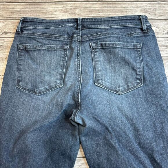 Ann Taylor LOFT Women's Slim Straight Leg Jeans Dark Blue Denim 32 Stretchy Zip - Picture 6 of 11